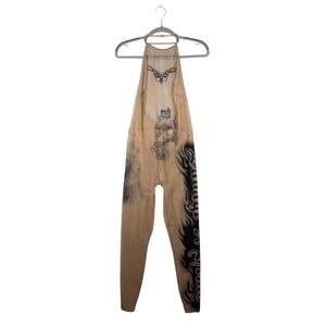 SAVAGE X FENTY SOTO GIRL TATTOOED TRICOT CROTCHLESS CATSUIT WOMEN'S SIZE M